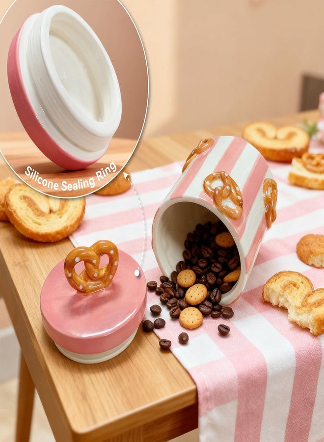 DIF DECO Christmas Cookie Jars with Lid Airtight, 19.5 OZ Xmas Food Storage Containers, Hand Painted Pretzel Kitchen Canisters for Countertop, Home Decor for Coffee, Sugar, Tea, Flour（577ml） - Image 3
